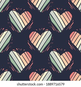 Abstract seamless pattern of hearts. Valentines Day theme.. Vector Repeating textile wallpaper for boys and girls.