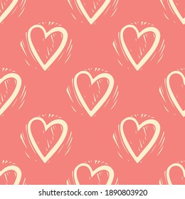 Abstract seamless pattern of hearts. Valentines Day theme.. Vector Repeating textile wallpaper for boys and girls.