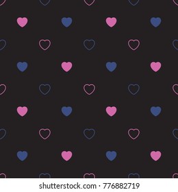 Abstract seamless pattern with hearts. Valetines day, birthday or girlish design.