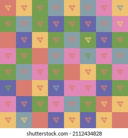 Abstract seamless pattern with hearts. Vector Valentine’s Day illustration. Design for wallpaper, banner, wrapping paper, greeting cards, fabric and romantic decorations.