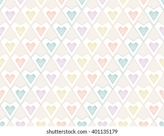 Abstract seamless pattern of hearts. Vector illustration.