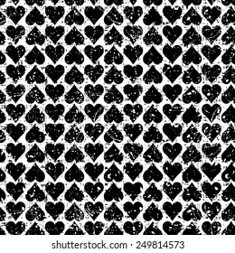  Abstract  seamless pattern with hearts.Black and white modern background with splashes of paint. Grungy texture.
