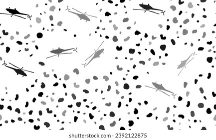 Abstract seamless pattern with helicopter symbols. Creative leopard backdrop. Vector illustration on white background