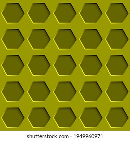Abstract seamless pattern with hexagon holes in yellow colors