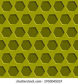 Abstract seamless pattern with hexagon holes in yellow colors