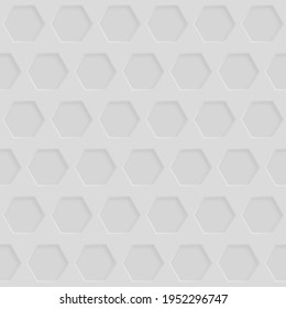 Abstract seamless pattern with hexagon holes in white colors
