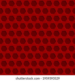 Abstract seamless pattern with hexagon holes in red colors