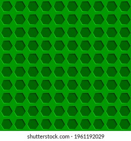 Abstract seamless pattern with hexagon holes in green colors