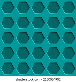 Abstract seamless pattern with hexagon holes in light blue colors