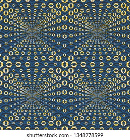 Abstract seamless pattern with hexagonal optical illusion, 3d shapes. White and black vector illustration.