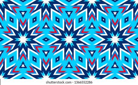 Abstract seamless pattern with hexagonal structure. Bright saturated colors for your design.