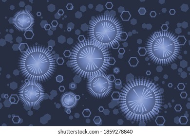 abstract seamless pattern - hexagons and glowing circles