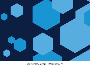 Abstract seamless pattern with hexagons. Vector illustration in blue colors.