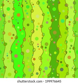 Abstract seamless pattern in hippie style. Bright multicolored shapes. Incorrect, stripes, waves, semicircles. Painted hands. Vector 