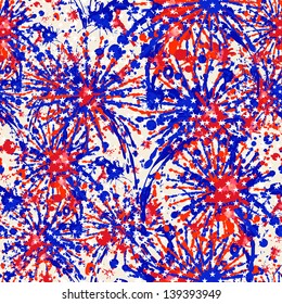 Abstract seamless pattern with holiday fireworks. Independence Day