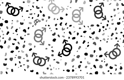 Resumen de un patrón impecable con símbolos homosexuales. Fondo creativo de leopardo. Ilustración del vector sobre fondo blanco