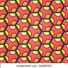 abstract seamless pattern with honeycomb ornament over paper texture. vector, retro style background