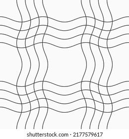 Abstract seamless pattern with horizontal and vertical wavy lines. Curved lines art. Black intersecting horizontal and vertical curved lines, isolated on white background. Vector background.