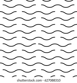 Abstract seamless pattern. Horizontal wavy striped background. Black and white pattern in scandinavian style. Vector illustration.