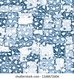 Abstract seamless pattern of ice colors on a background of a snow storm.