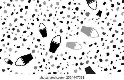 Abstract seamless pattern with ice cream symbols. Creative leopard backdrop. Vector illustration on white background