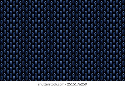 Abstract seamless pattern with illusion flower branch in blue n light on dark blue background. Vector illustration. For masculine shirt lady dress textile cloth print wallpaper cover decoration