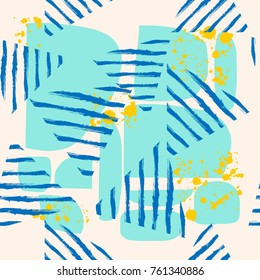 Abstract Seamless Pattern Illustration with Geometric Forms and Grunge Triangles 