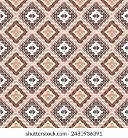 Abstractas patrón sin costuras, bordado de imitación. Fondo geométrico en estilo étnico, Vector