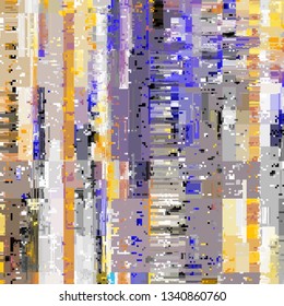 Abstract seamless pattern with imitation of a grunge datamoshing texture. Vector image.