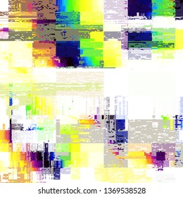 Abstract seamless pattern with imitation of a grunge datamoshing texture. White background. Vector image.