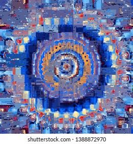Abstract seamless pattern with imitation of a grunge dirty texture. Vinatge mandala. Vector image.