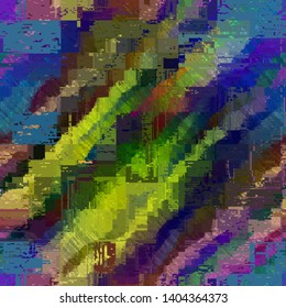 Abstract seamless pattern with imitation of a grunge datamosh texture. Vector image.
