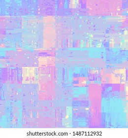 Abstract seamless pattern with imitation of a grunge datamoshing texture. Low poly holographic pattern. Vector image.