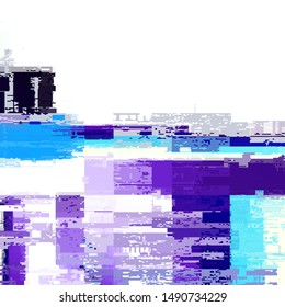 Abstract seamless pattern with imitation of a grunge datamoshing texture. White background. Vector image.