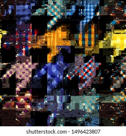 Abstract seamless pattern with imitation of a grunge dirty texture. Vector image.