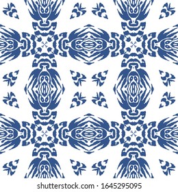 abstract seamless pattern, imitation ikat, vector geometric image