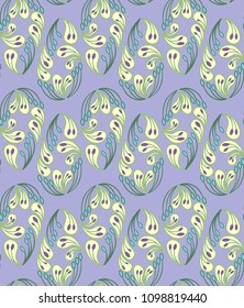 Abstract seamless pattern with indian cucumber - traditional paisley ornament from Asia