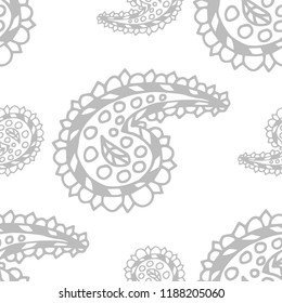 Abstract seamless pattern with indian cucumber, paisley