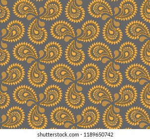 Abstract seamless pattern with indian cucumber - traditional paisley ornament from Asia