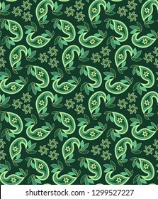Abstract seamless pattern with indian cucumber - traditional paisley ornament from Asia