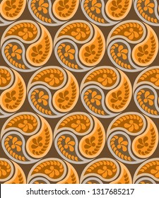 Abstract seamless pattern with indian cucumber - traditional paisley ornament from Asia