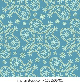 Abstract seamless pattern with indian cucumber - traditional paisley ornament from Asia