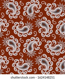 Abstract seamless pattern with indian cucumber - traditional paisley ornament from Asia