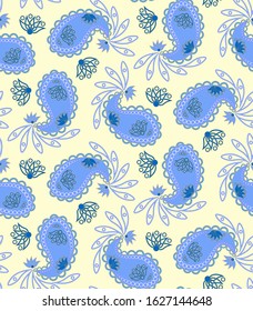 Abstract seamless pattern with indian cucumber - traditional paisley ornament from Asia