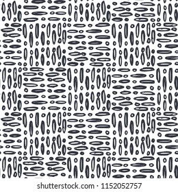 Abstract seamless pattern of ink dots and lines. Figure for textiles. Grunge texture.