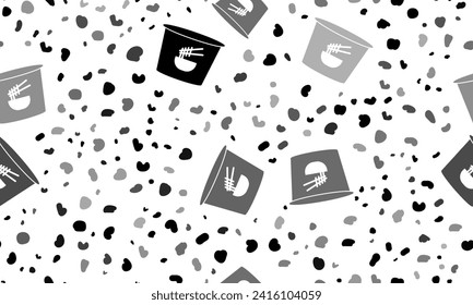 Abstract seamless pattern with instant noodles symbols. Creative leopard backdrop. Vector illustration on white background