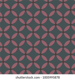 an abstract seamless pattern with interacting circles in red shades against a dark grey background