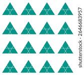 Abstract seamless pattern with interconnected teal (greenish cyan) triangles, creating a modern and minimalist geometric design. Suitable for backgrounds, textiles, packaging, web and design projects.