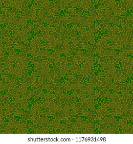 Abstract seamless pattern for interior wallpaper, fashionable dresses and wrapping paper. Hand drawn reticulated maze texture. Amorphous cells. Precise combination of green, khaki and olive colors.