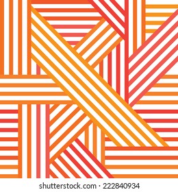 Abstract seamless pattern. Intersecting lines in autumn orange colors. Vector.